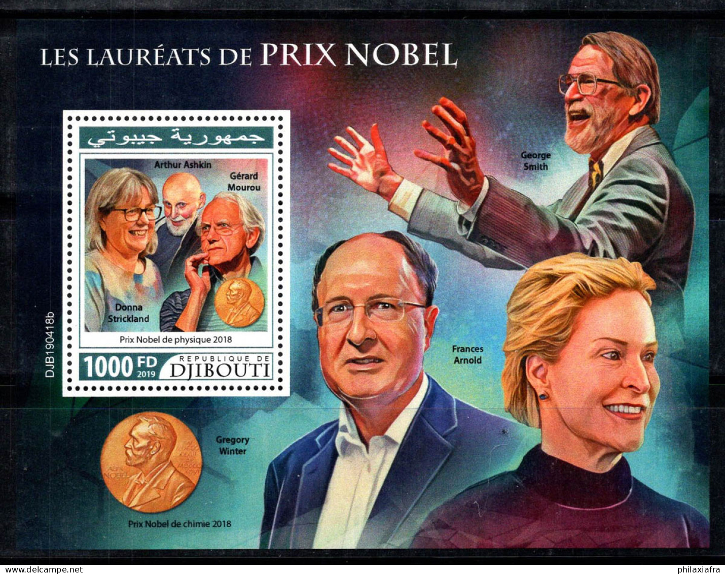 Djibouti 2019 Mi. Bl.1342 Bloc Feuillet 100% Neuf ** 1000 Fr, Prix Nobel - Djibouti (1977-...)