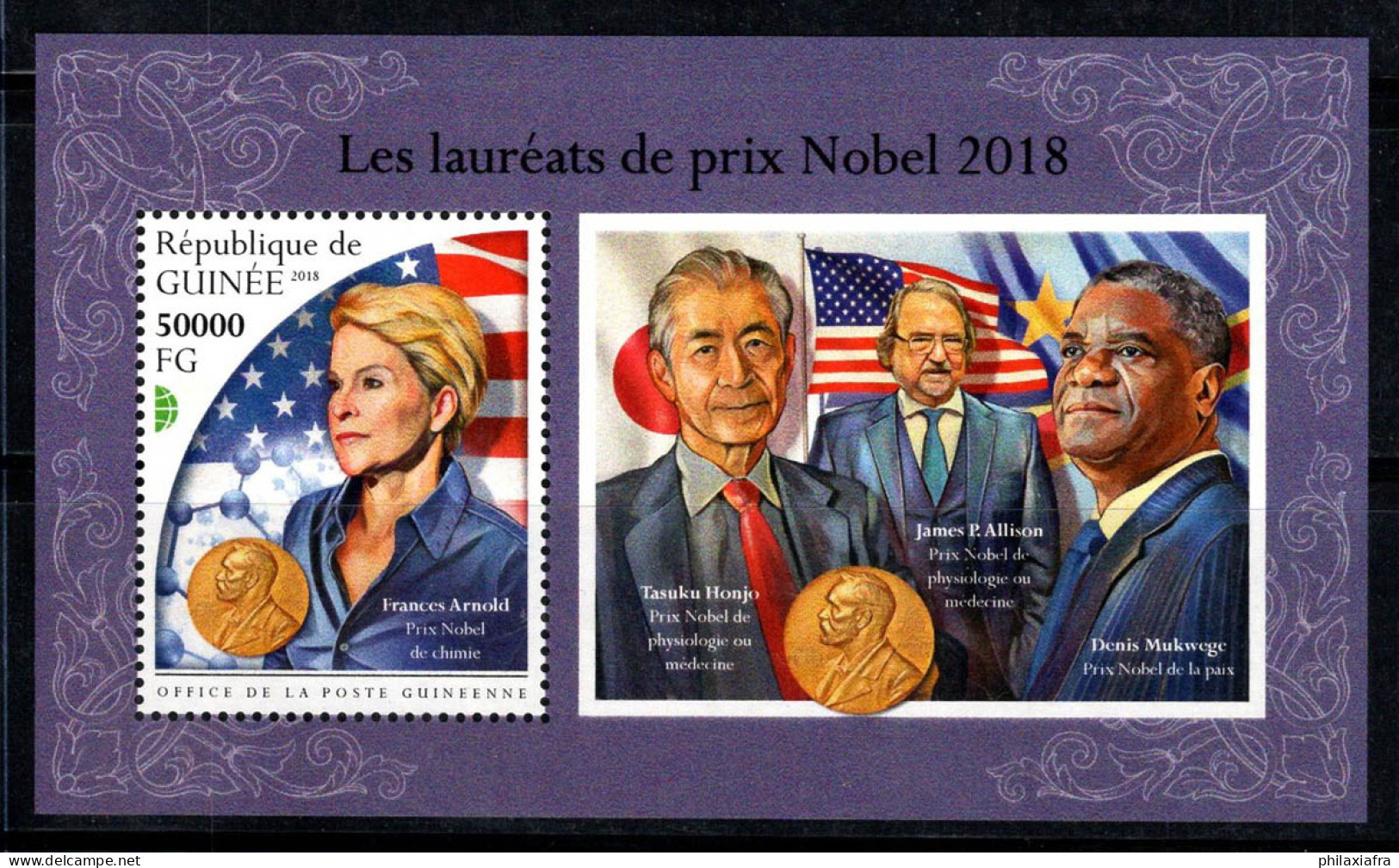 Guinée 2018 Mi. Bl.3002 Bloc Feuillet 100% Neuf ** 50000 Fr, Prix Nobel - Guinea (1958-...)