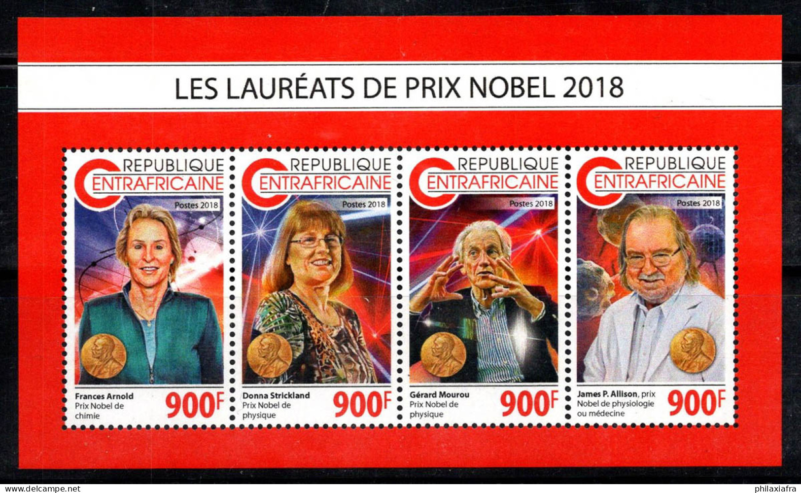 République Centrafricaine 2018 Mi. 8295-98 Mini Feuille 100% Neuf ** Lauréats Du Prix Nobel - Centraal-Afrikaanse Republiek