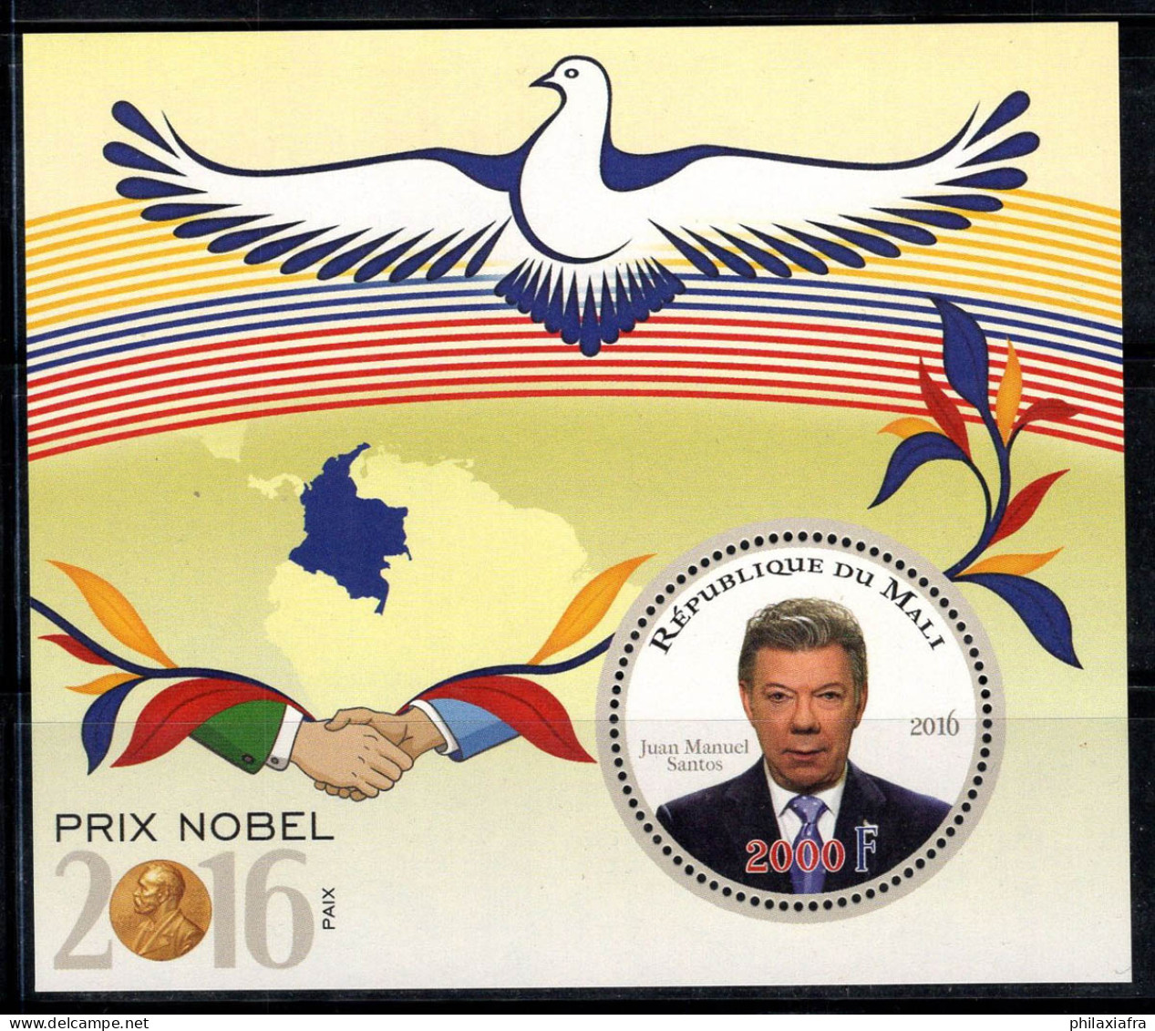 Mali 2016 Bloc Feuillet 100% Neuf ** 2000Fr, Spécial, Prix Nobel De La Paix - Mali (1959-...)