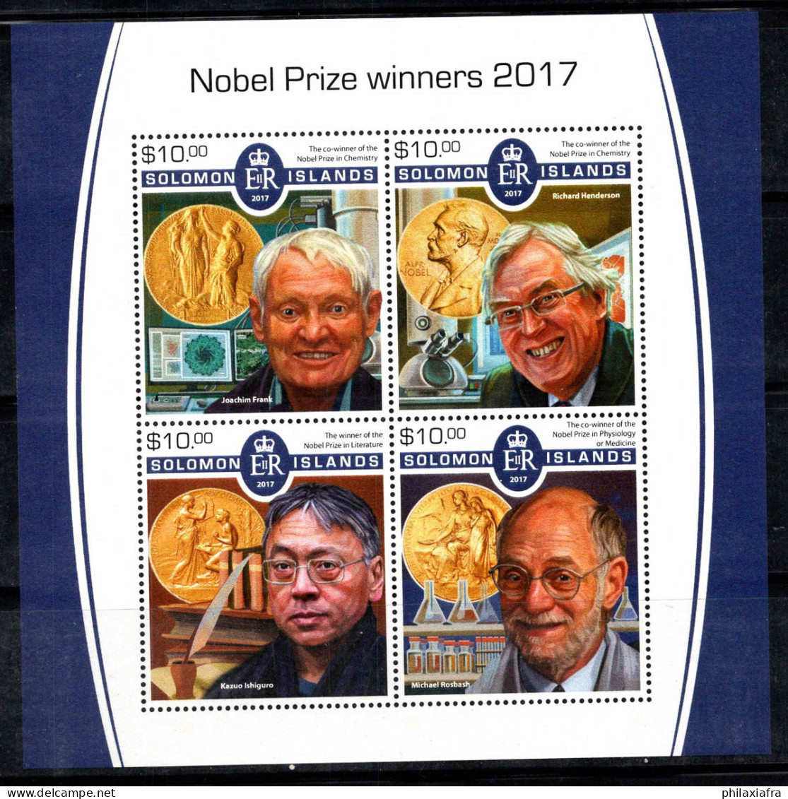 Îles Salomon 2017 Mi. 4857-60 Bloc Feuillet 100% Neuf ** Lauréats Du Prix Nobel - Salomoninseln (Salomonen 1978-...)