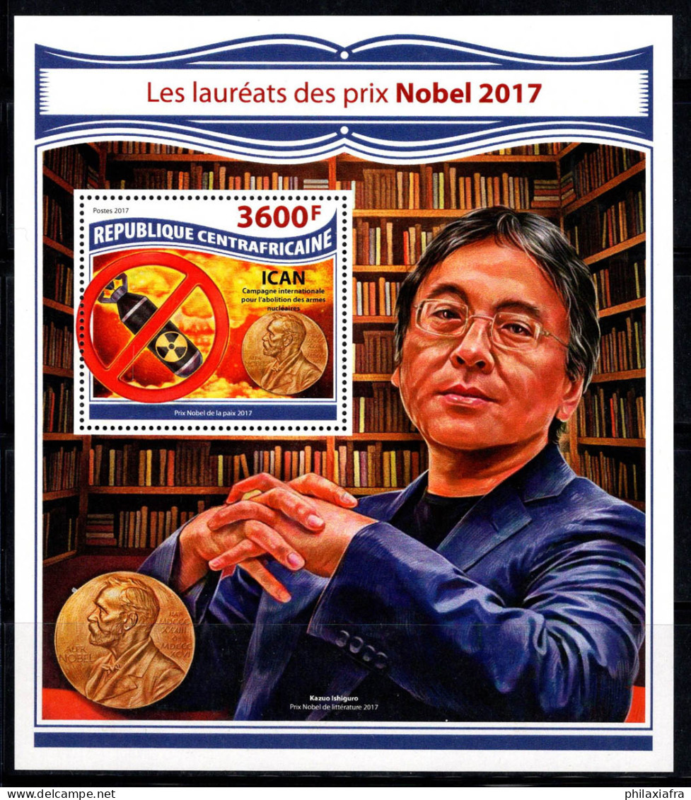 République Centrafricaine 2017 Mi. Bl.1687 Bloc Feuillet 100% Neuf ** 3600 Fr, Prix Nobel - Centrafricaine (République)