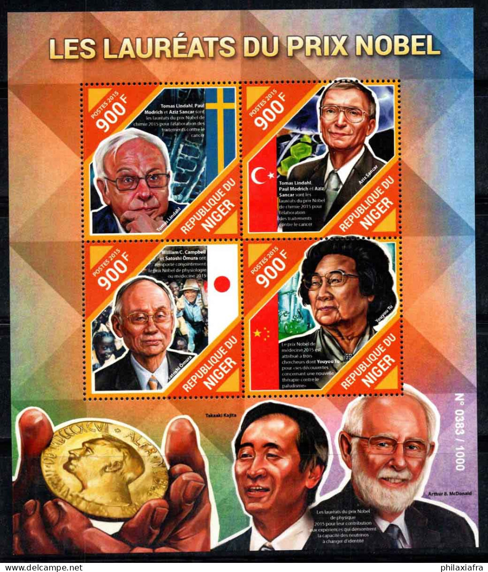 Niger 2015 Mi. 3942-45 Mini Feuille 100% Neuf ** Lauréats Du Prix Nobel - Niger (1960-...)