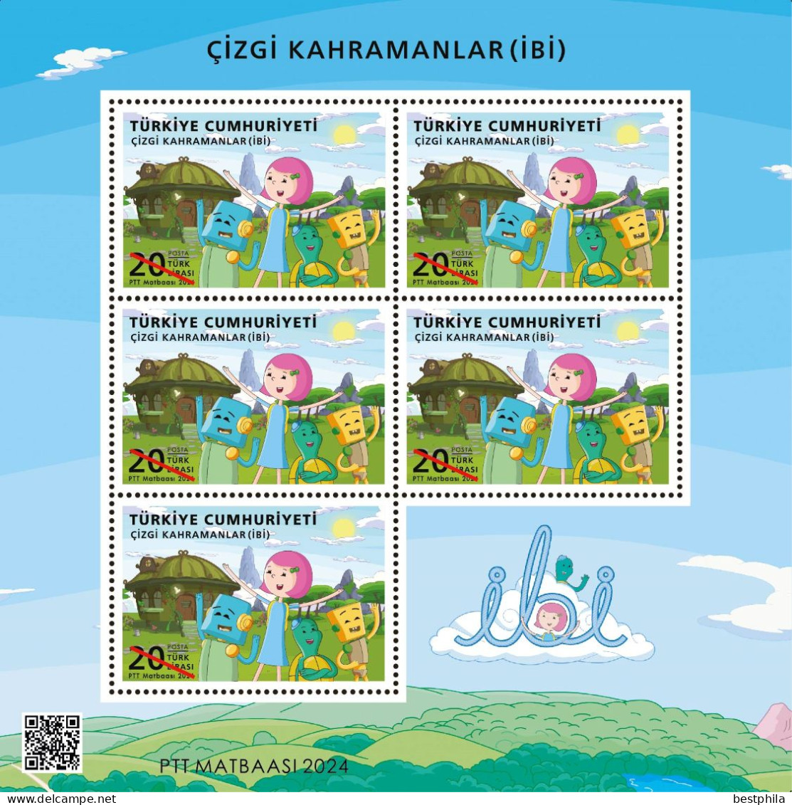 2024 - Turkey, Türkei - Cartoon Heroes (İBİ) 2.Mini Sheetlet Of 5 Set & 1.Labels ** MNH - Unused Stamps