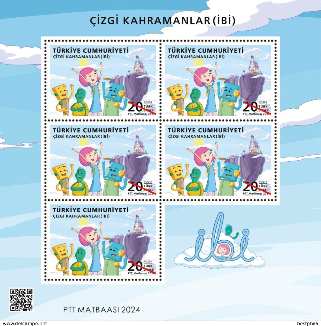 2024 - Turkey, Türkei - Cartoon Heroes (İBİ) 2.Mini Sheetlet Of 5 Set & 1.Labels ** MNH - Ungebraucht