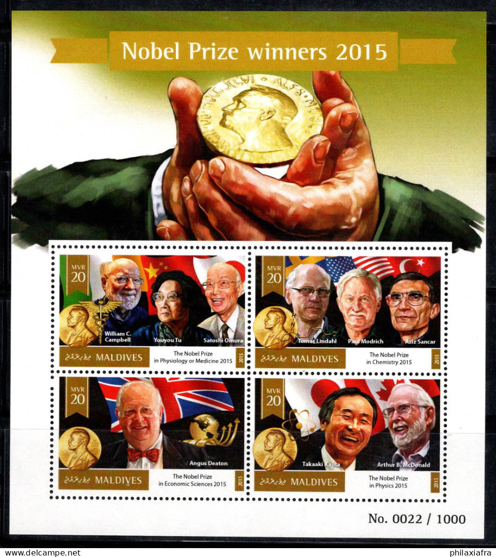 Maldives 2016 Mi. 6165-68 Mini Feuille 100% Neuf ** Lauréats Du Prix Nobel - Maldive (1965-...)