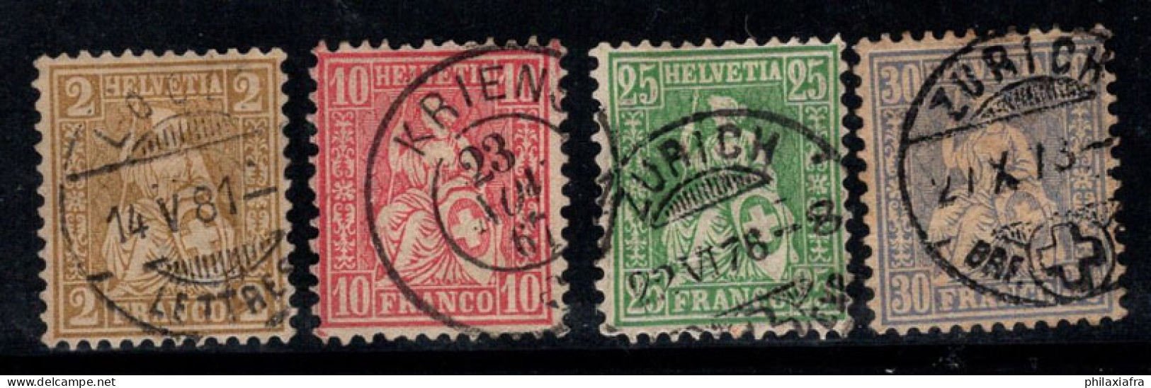 Suisse 1867 Mi. 29, 30,32,33 Oblitéré 100% Helvetia Assis - Gebraucht