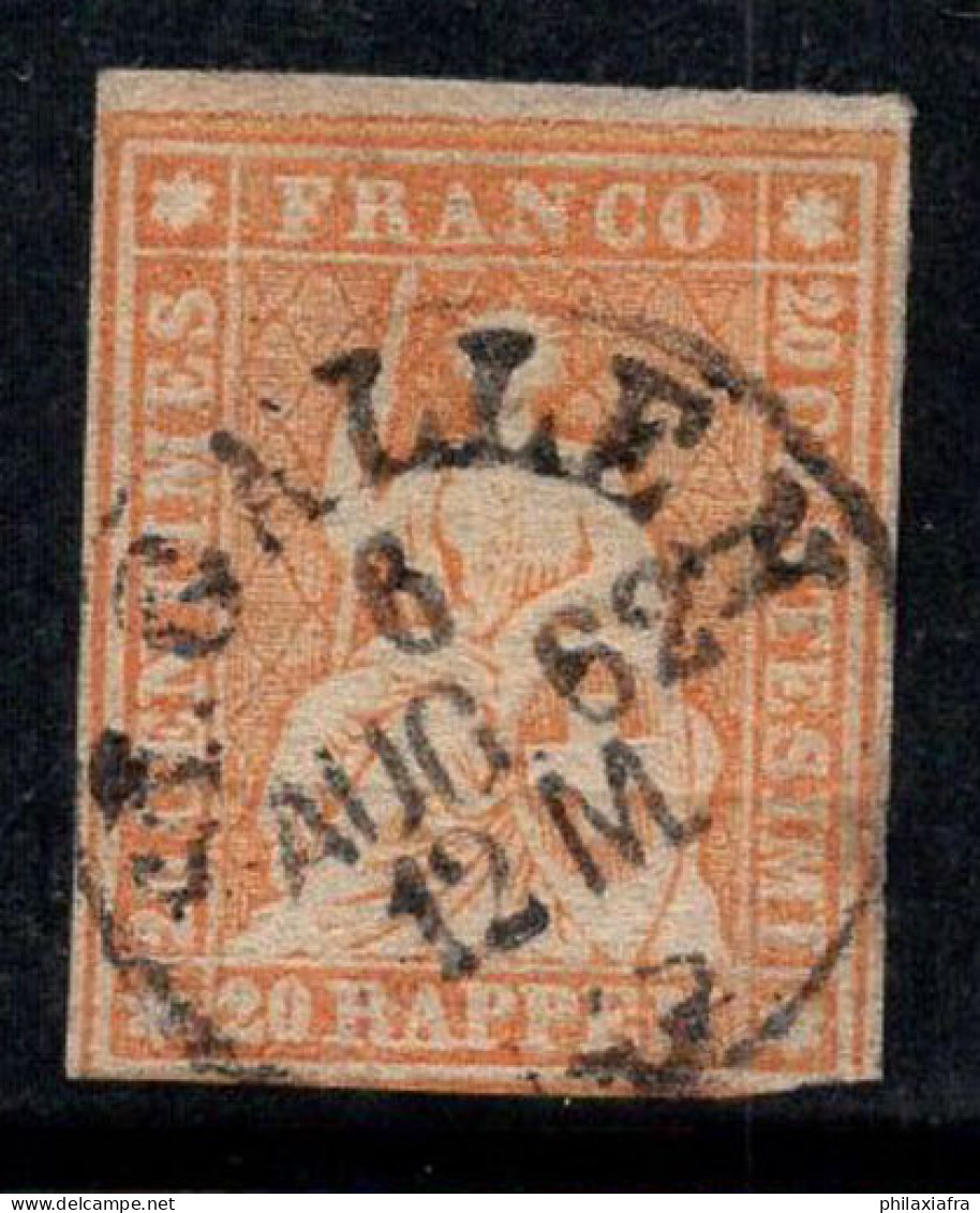 Suisse 1854 Mi. 16 Oblitéré 80% Helvetia Assis, 20 Rp - Oblitérés