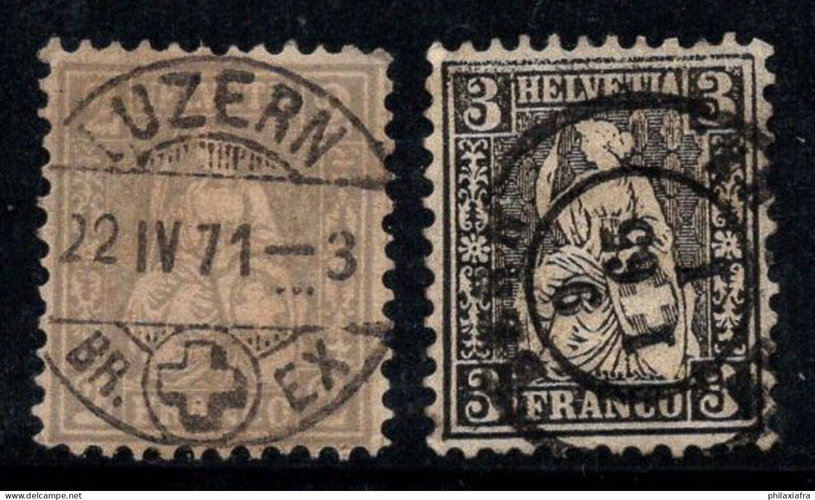 Suisse 1862 Mi. 20-21 Oblitéré 100% Helvetia Assis - Oblitérés