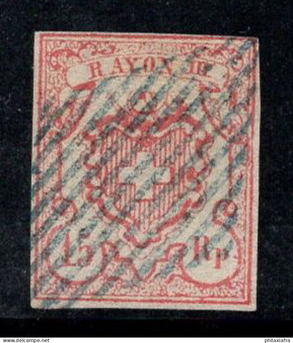 Suisse 1852 Mi. 12 Oblitéré 100% Signé 15 Rp, RAYONNE, Armoiries - 1843-1852 Federal & Cantonal Stamps