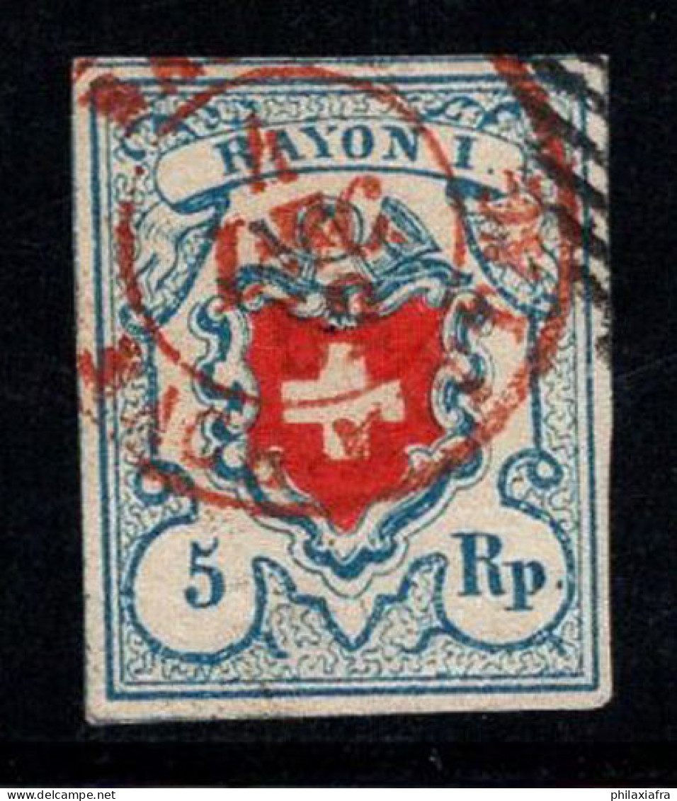 Suisse 1851 Mi. 9 Oblitéré 100% 5 Rp, RAYONNE, Cimier - 1843-1852 Federal & Cantonal Stamps