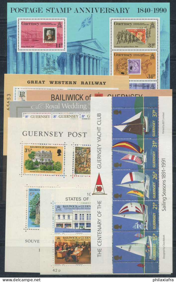 Guernesey 1975-91 Mi. Bl. 1-7 Bloc Feuillet 100% Neuf ** Lady Diana, Navires, Hugo - Guernsey