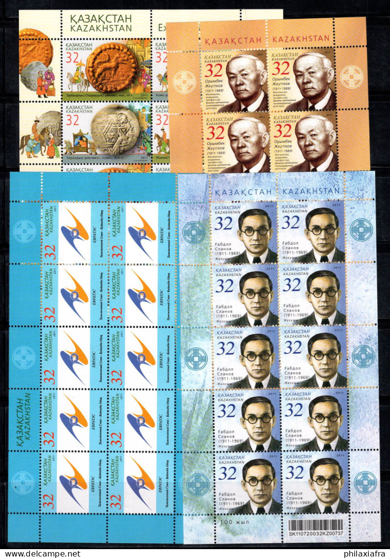 Kazakhstan 2011 Mini Feuille 100% Neuf ** Célébrités, EURASEC, Pièces De Monnaie - Kasachstan