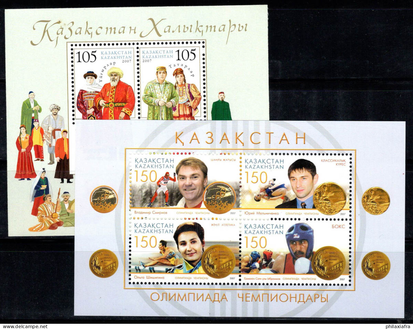 Kazakhstan 2007 Mi. Bl. 38-39 Bloc Feuillet 100% Neuf ** Costumes Traditionnels, Jeux Olympiques - Kazakhstan