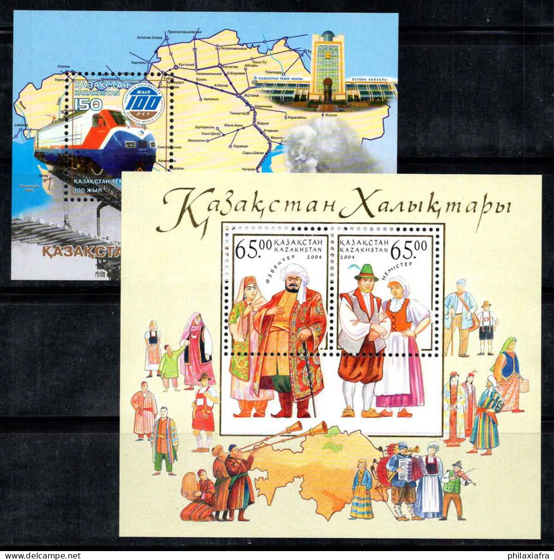 Kazakhstan 2004 Mi. Bl. 28-29 Bloc Feuillet 100% Neuf ** Carte, Costumes Traditionnels - Kasachstan