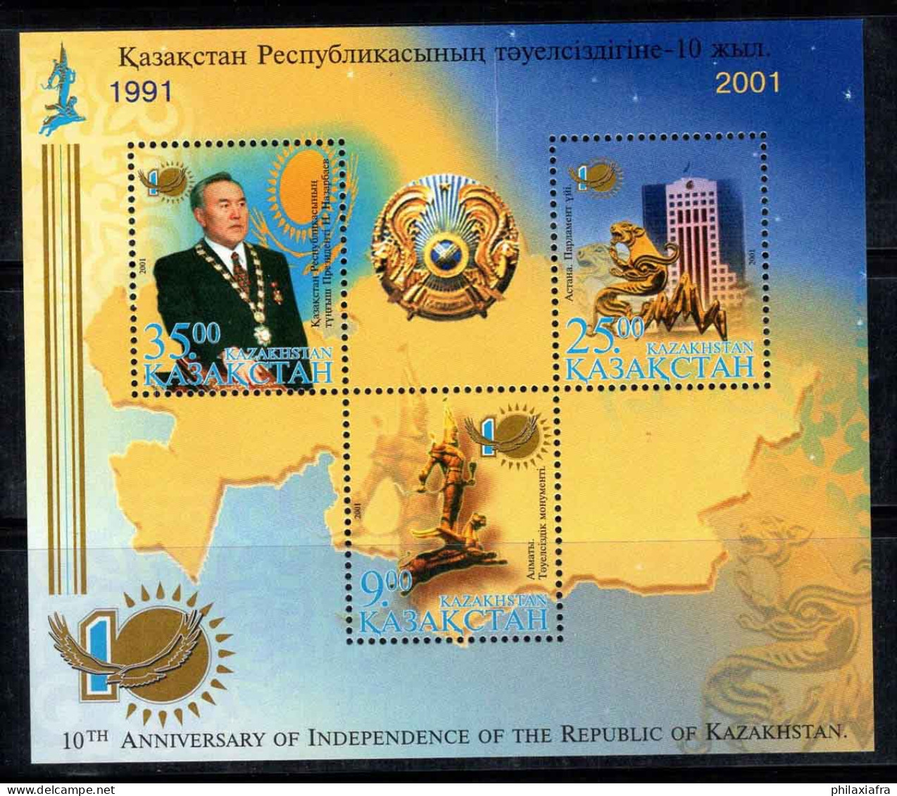Kazakhstan 2001 Mi. Bl. 23 Bloc Feuillet 100% Neuf ** Indépendance - Kazakhstan