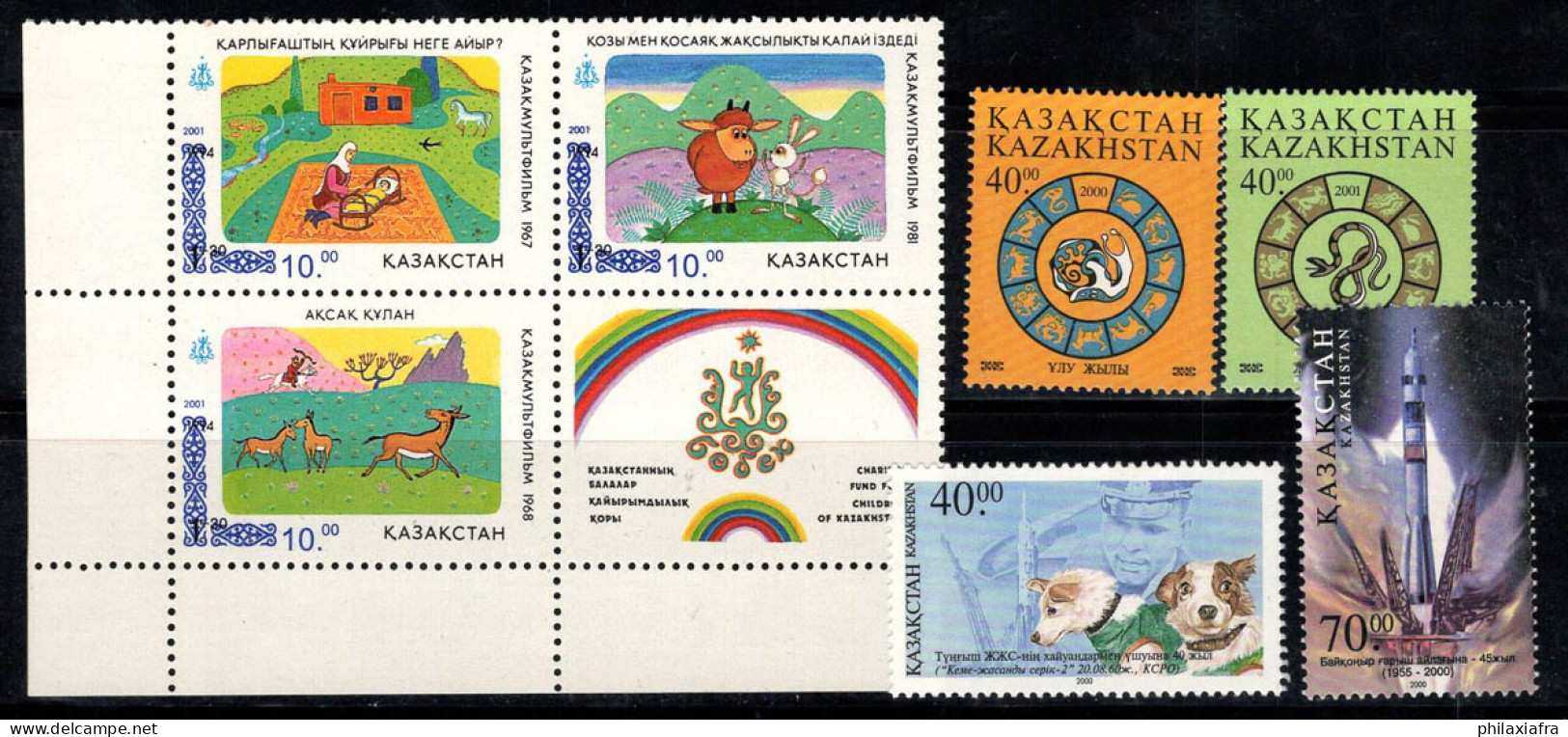 Kazakhstan 2001 Mi. 304-310 Neuf ** 100% Enfants, Nouvel An, Espace, Chiens - Kasachstan