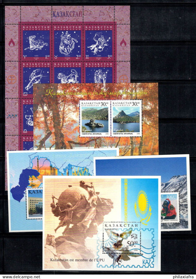 Kazakhstan 1997-98 Mi. 168, Bl. 11-14 Bloc Feuillet 100% Neuf ** Constellations, Astana, UPU, Paysages - Kazakhstan