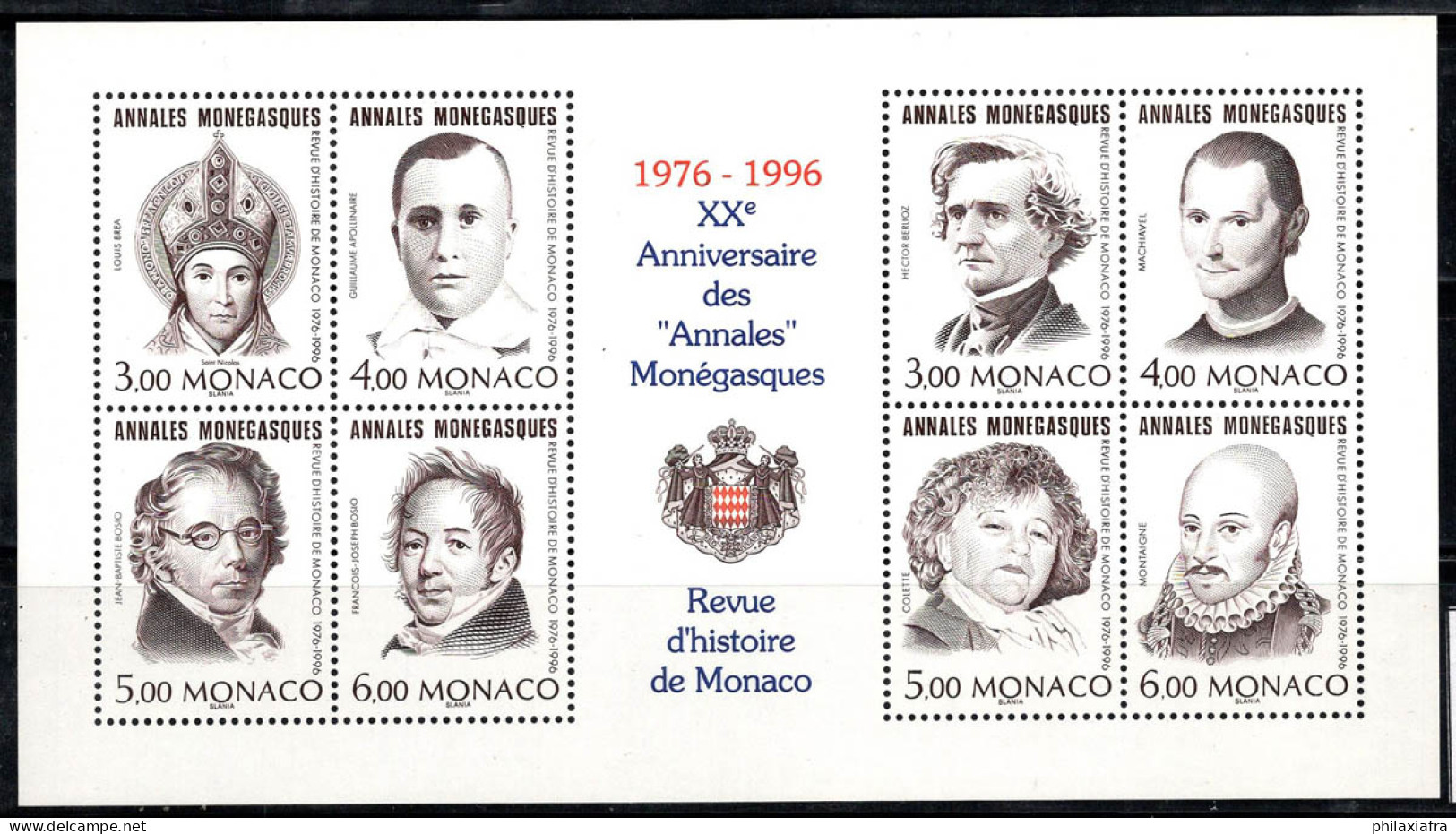 Monaco 1996 Mi. Bl.68 Bloc Feuillet 100% Neuf ** Histoire De Monaco,Personnalités - Sonstige & Ohne Zuordnung