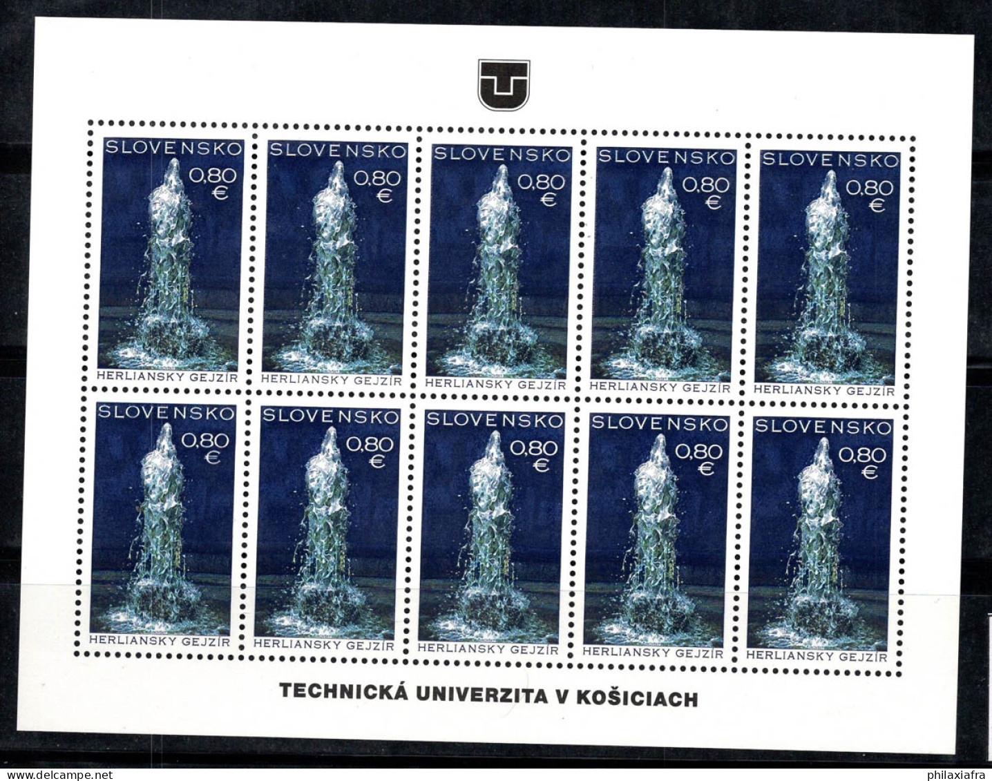 Slovaquie 2016 Mi. 797 Mini Feuille 100% Neuf ** Geysers D'eau Froide - Blocks & Sheetlets