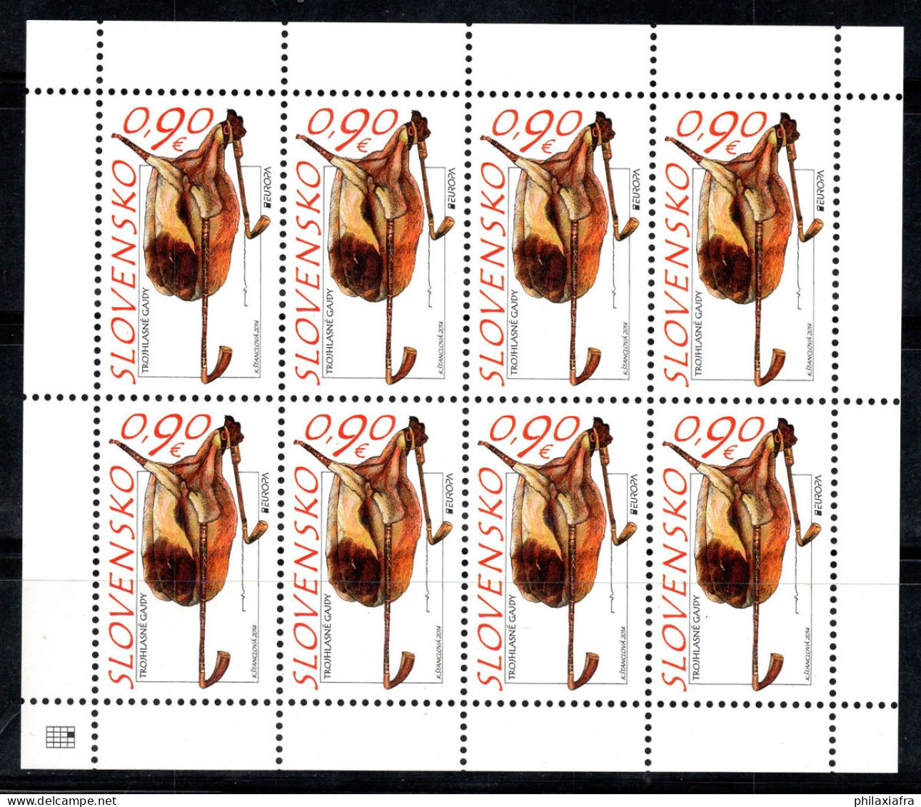 Slovaquie 2014 Mi. 735 Mini Feuille 100% Neuf ** Cornemuse, Instruments De Musique - Blocks & Sheetlets