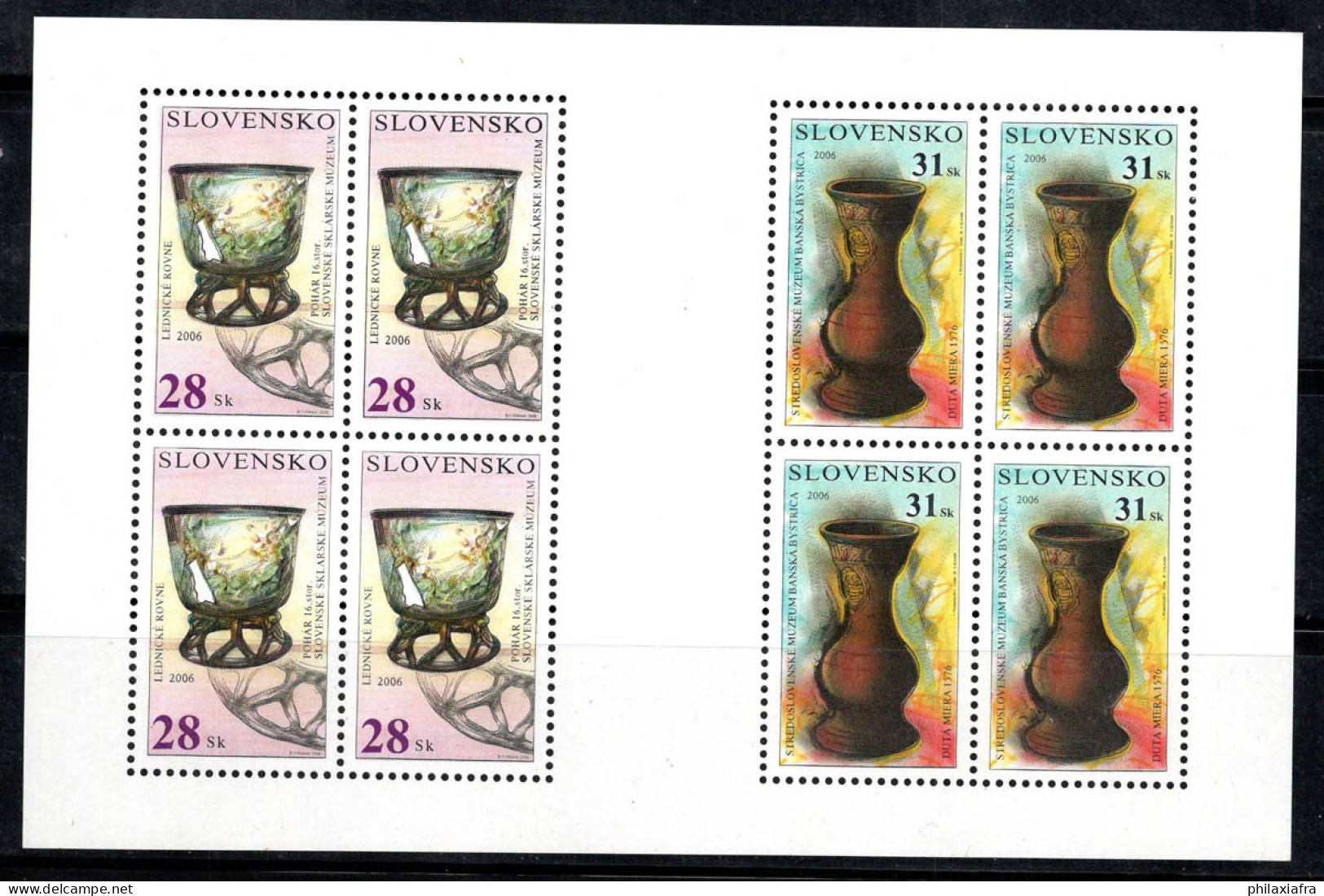 Slovaquie 2006 Mi. 540-41 Mini Feuille 100% Neuf ** Art, Verre, Vase En Cuivre - Blocs-feuillets