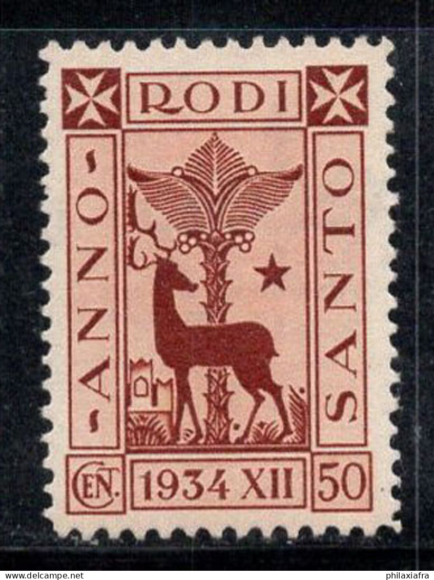 Égéen 1935 Sass. 96 Neuf ** 80% 50 C, Année Sainte, Cerf, Palmier... - Egeo