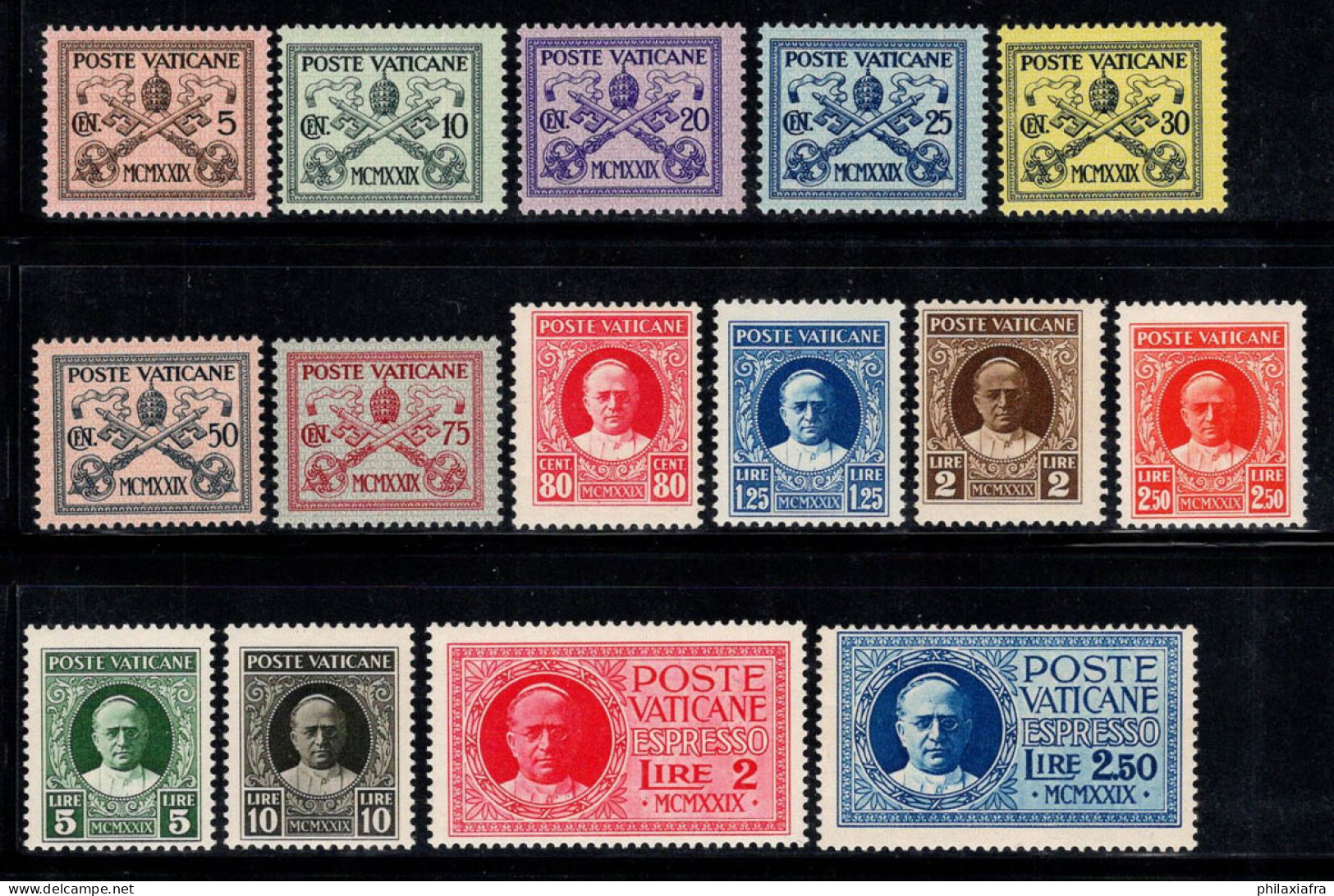 Vatican 1929 Sass. 1-13, E1-2 Neuf ** 100% Armoiries Papales, Pie XI - Ungebraucht