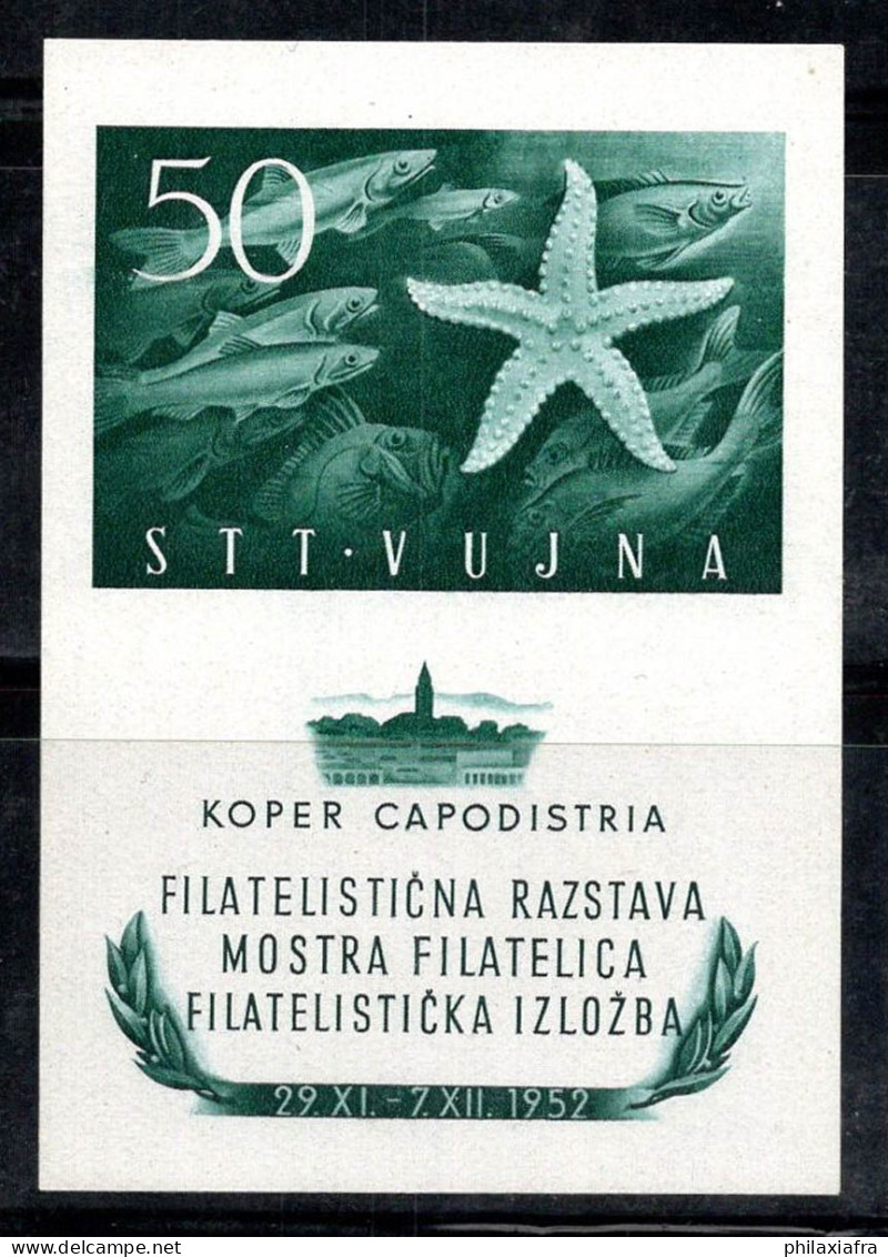 Trieste B 1952 Sass. Bl.3 Bloc Feuillet 100% Neuf ** 50 J, Exposition Philatélique, Koper - Neufs