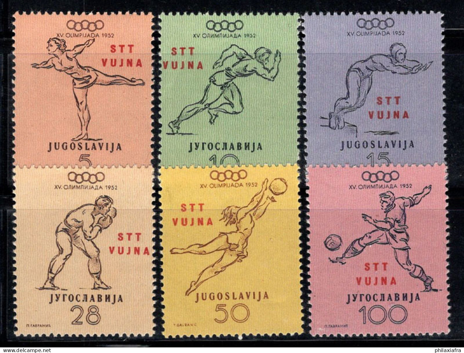 Trieste B 1952 Sass. 56-61 Neuf ** 80% Surimprimé Signé Jeux Olympiques, Helsinki - Neufs
