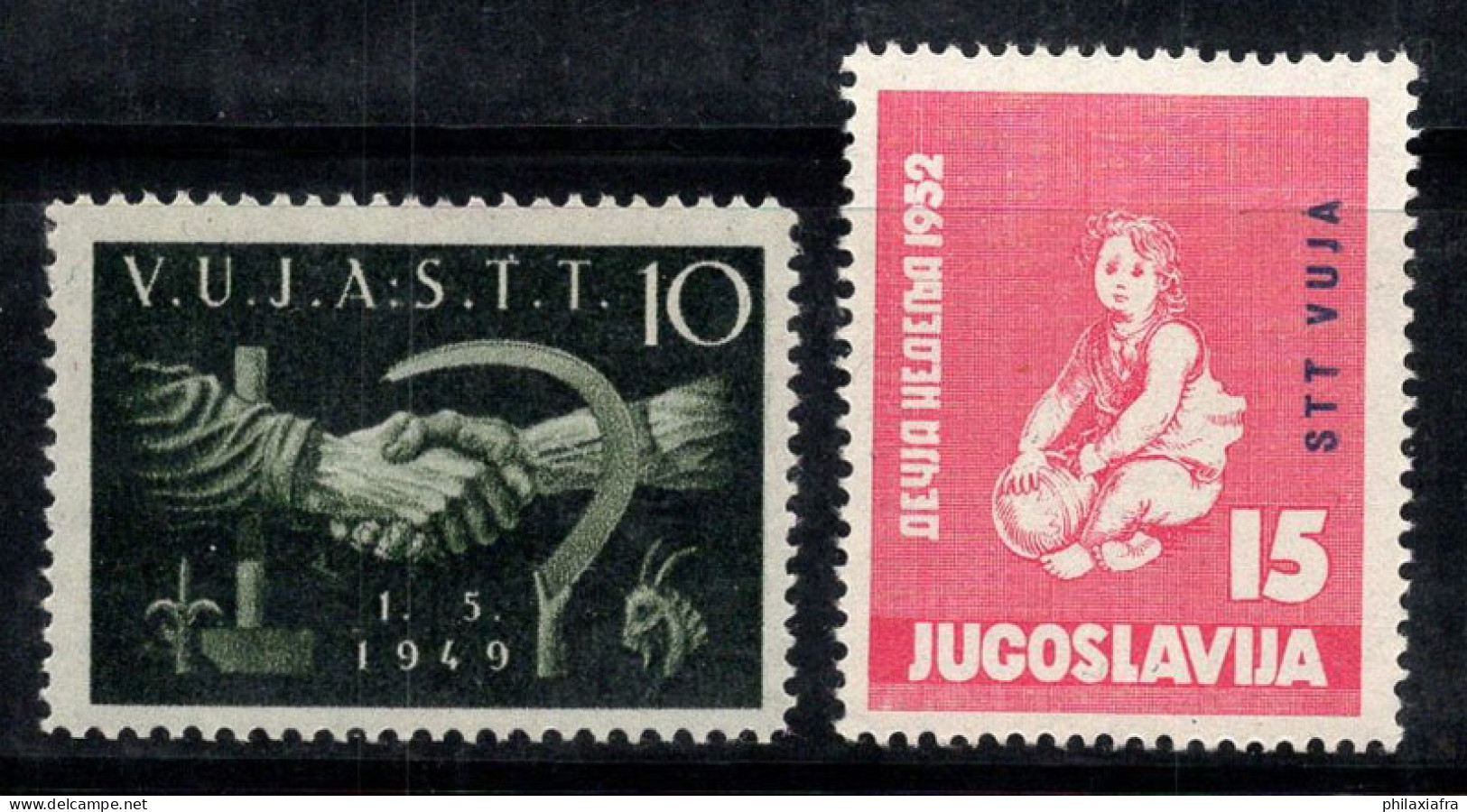 Trieste B 1949-52 Sass. 6, 55 Neuf ** 100% 1er Mai, Poignée De Main, Enfance - Mint/hinged