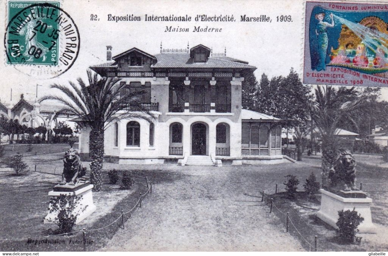 13 -  MARSEILLE 1908 - Exposition Internationale D électricité - Maison Moderne - Electrical Trade Shows And Other