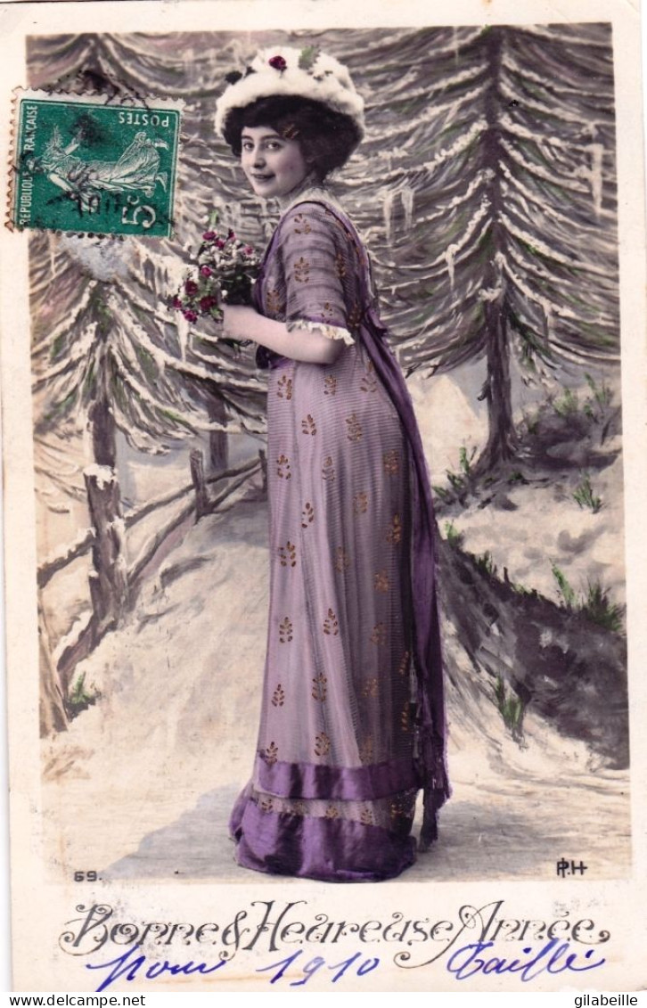 Carte Fantaisie -  BONNE ANNEE 1910 - Femme - Lady - Frau - New Year