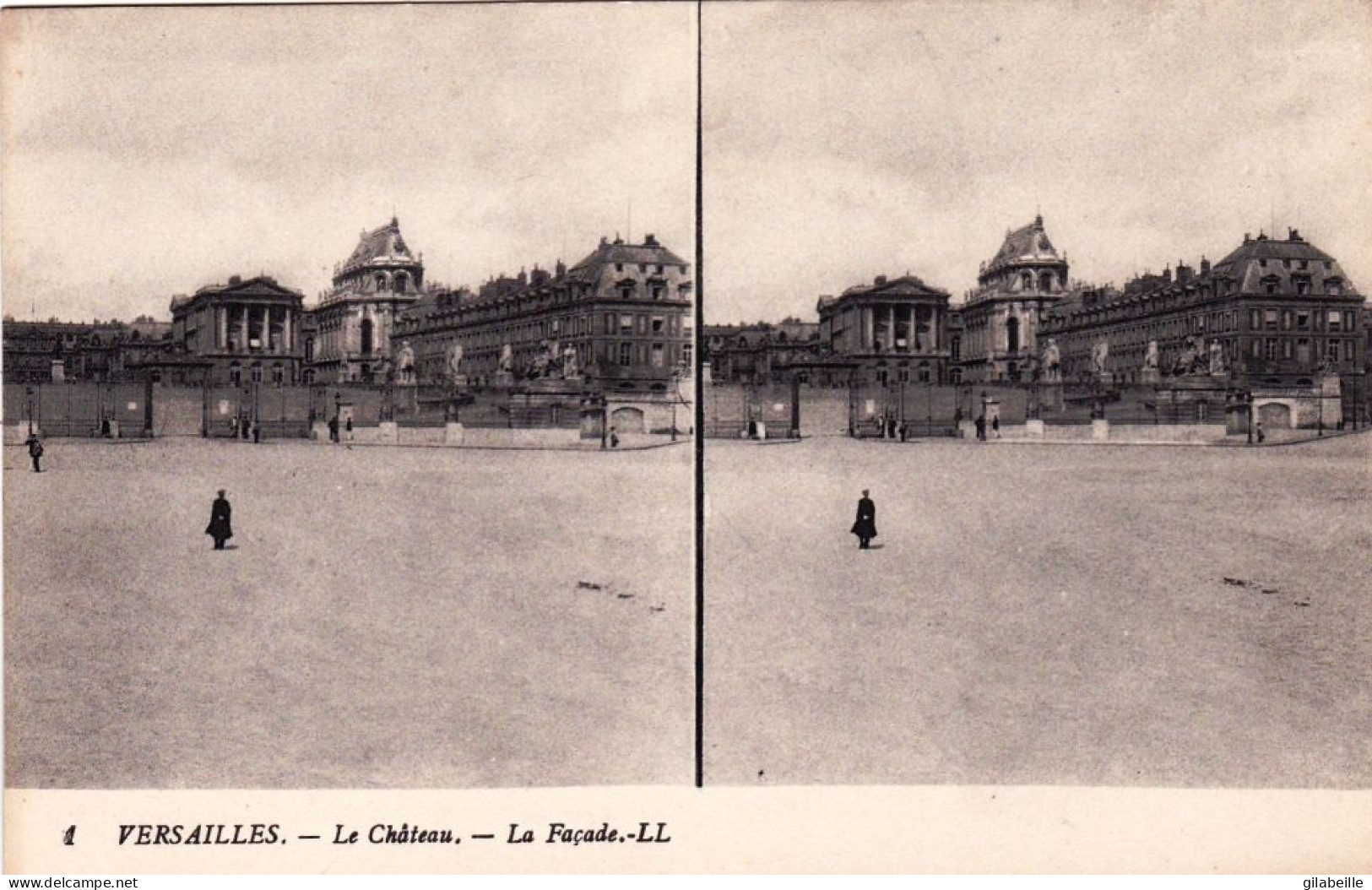 78 - VERSAILLES - Le Chateau - La Facade - Carte Stereoscopique - Versailles (Schloß)