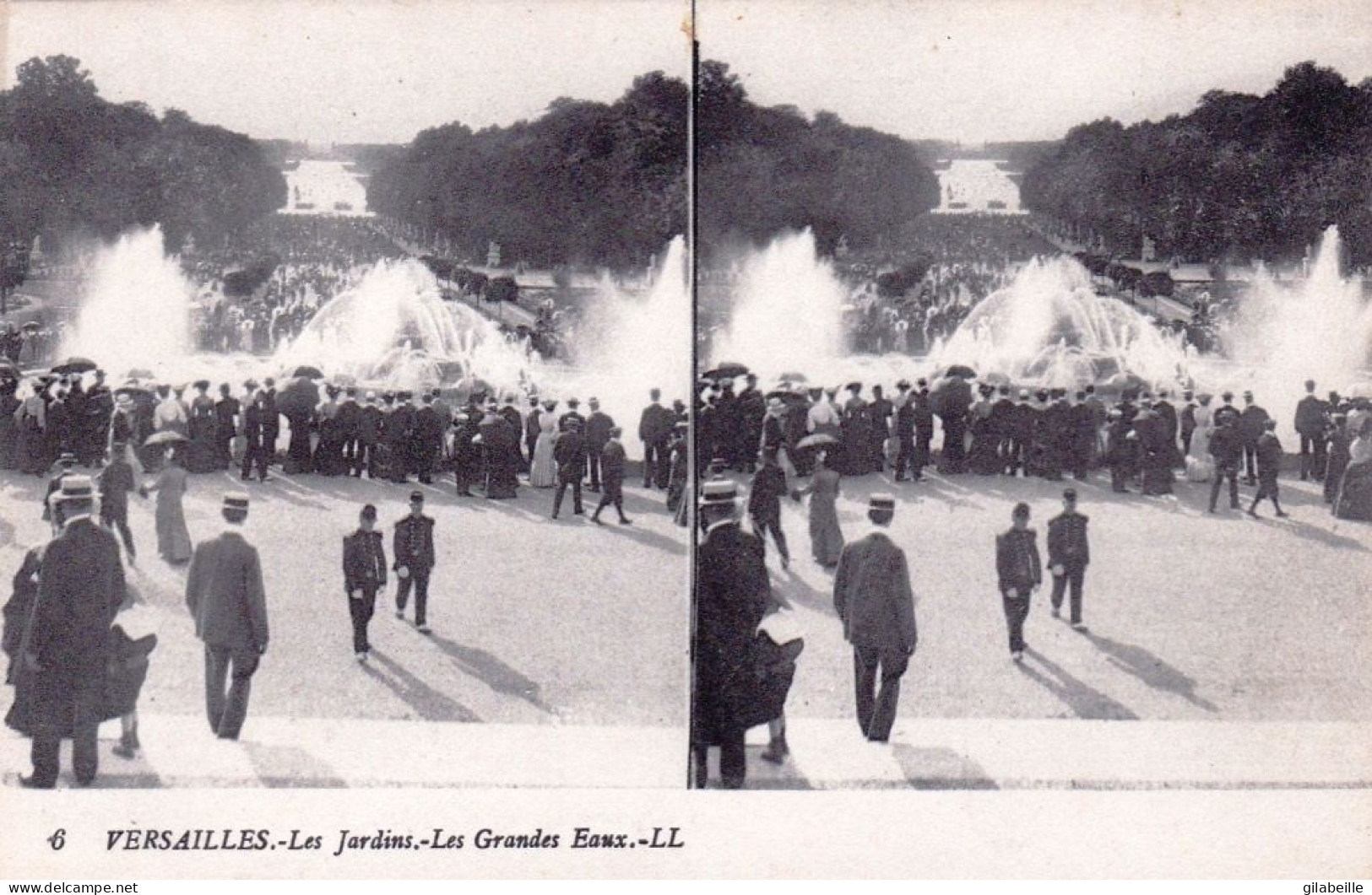 78 - VERSAILLES - Le Chateau -  Les Bassins - Les Grandes Eaux  - Carte Stereoscopique - Versailles (Château)