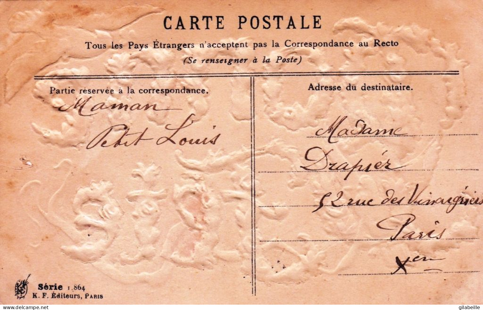 Carte Fantaisie -  BONNE FETE - Jolie  Carte Gauffrée - Other & Unclassified