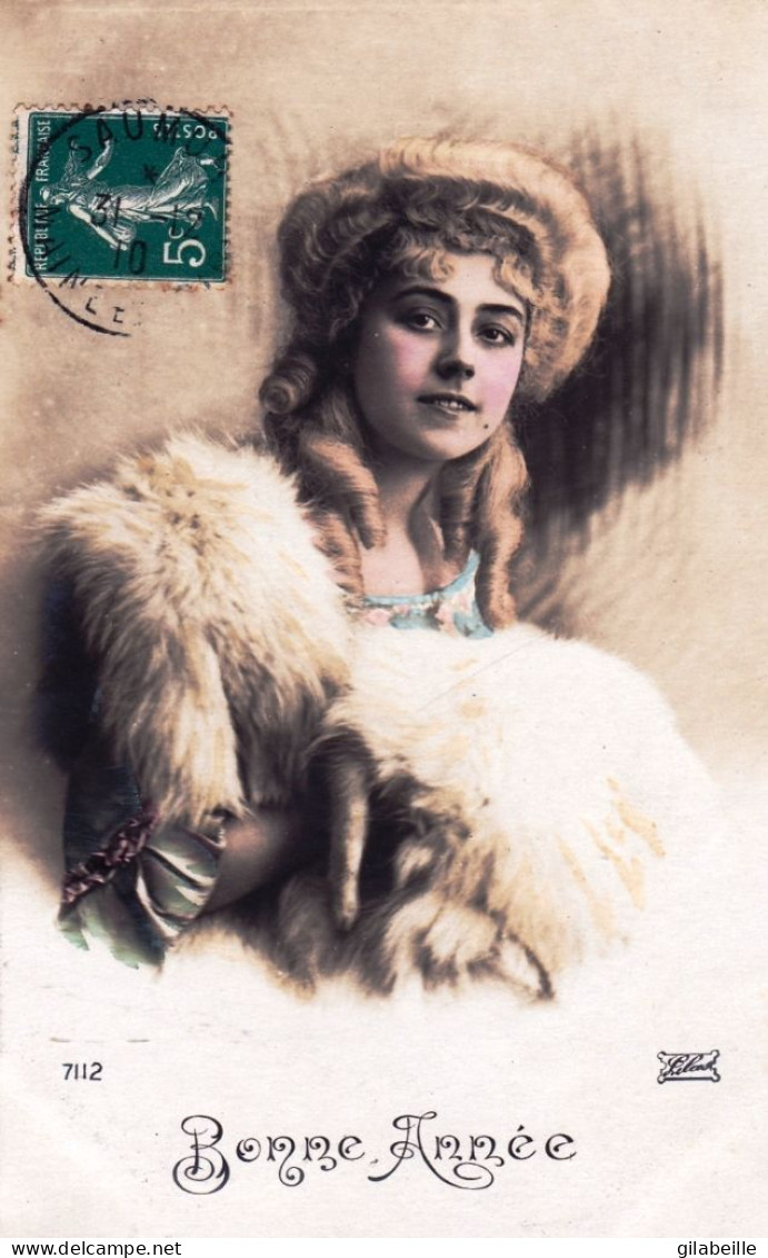 Carte Fantaisie - BONNE ANNEE - Portrait De Femme - Anno Nuovo