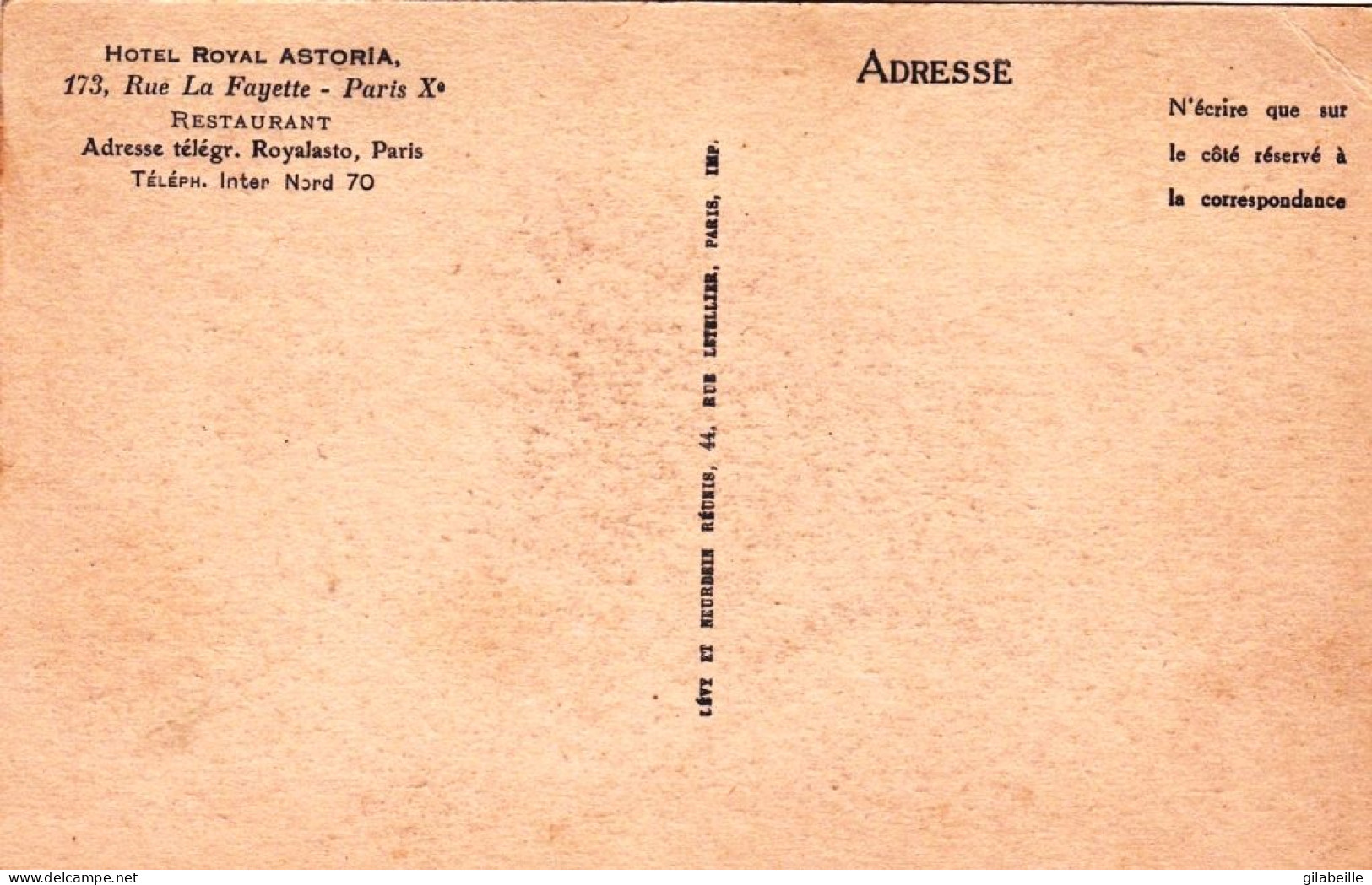 75 - PARIS 10 - Hotel Royal Astoria - 173 Rue La Fayette - Arrondissement: 10