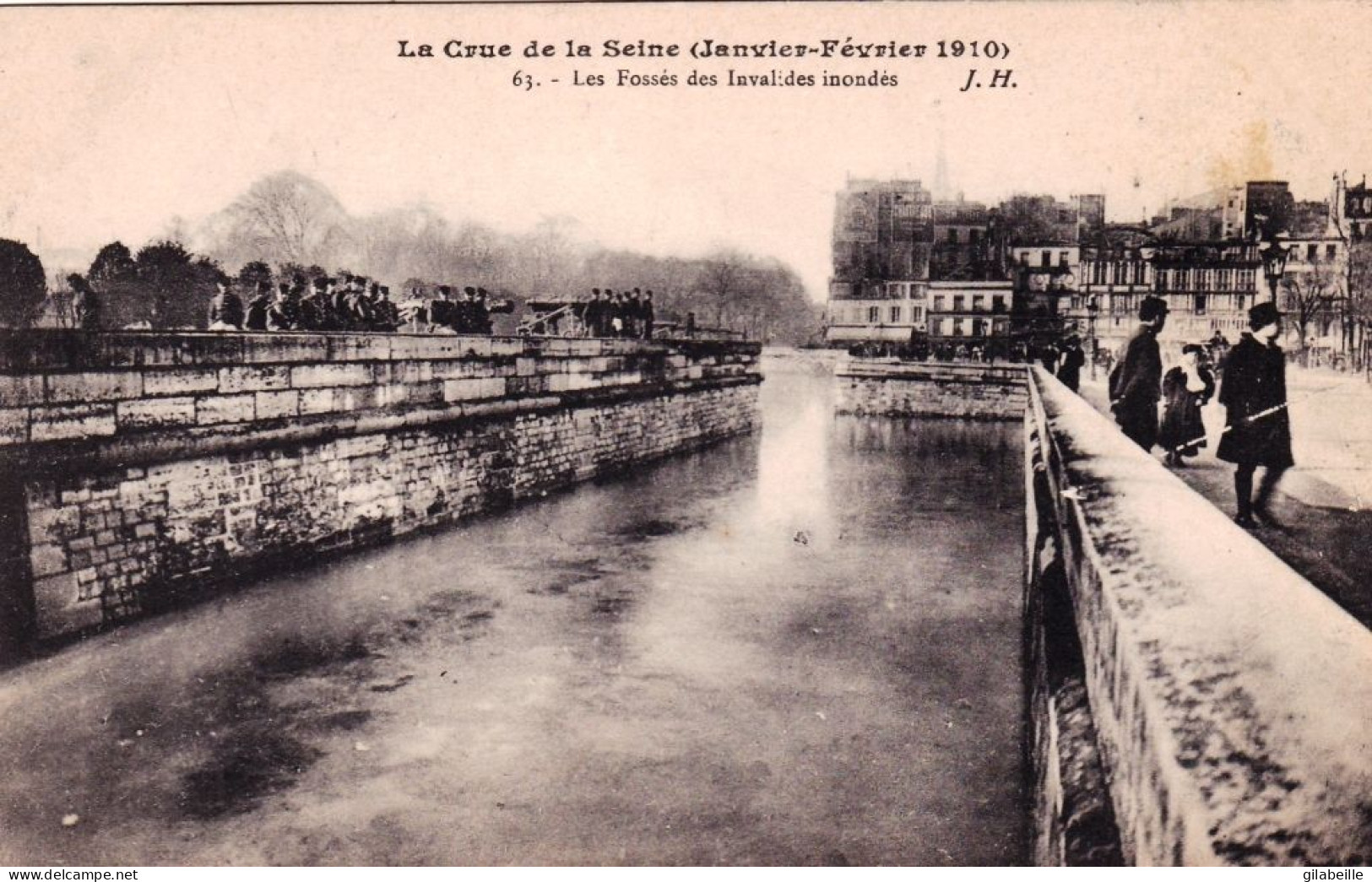 75 - PARIS 07 - Les Fossés Des Invalides Inondés - Crue De La Seine1910 - District 07