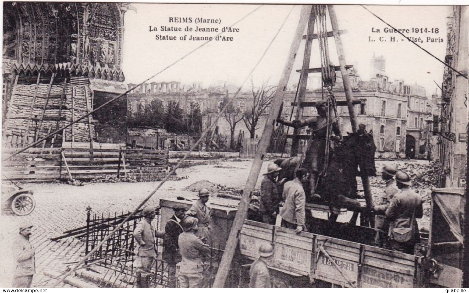 51 - Marne - REIMS - Enlevement De La Statue De Jeanne D Arc Par Les Militaires - Guerre 1914 - Reims