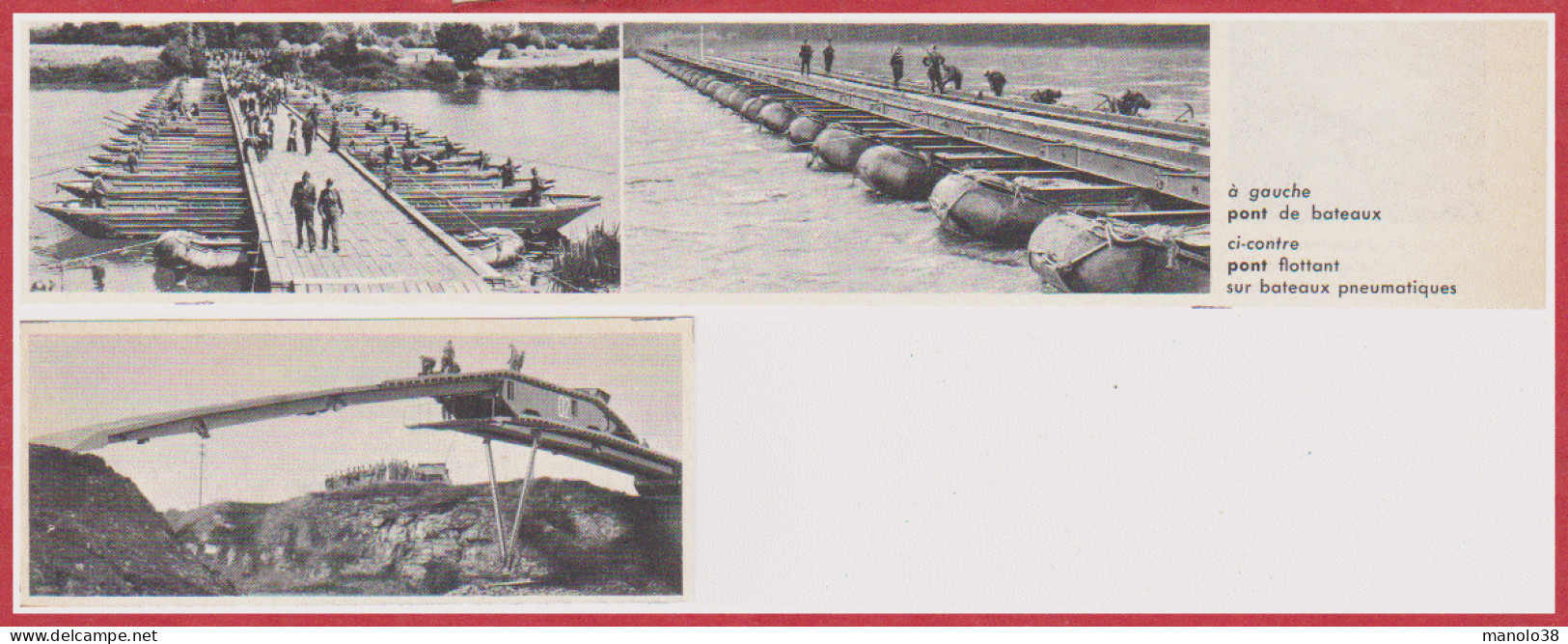 Pont Militaire. Pont De Bateaux, Pont Flottant Sur Bateaux Pneumatiques, Pont D'assaut Gillois. Larousse 1960. - Historische Dokumente