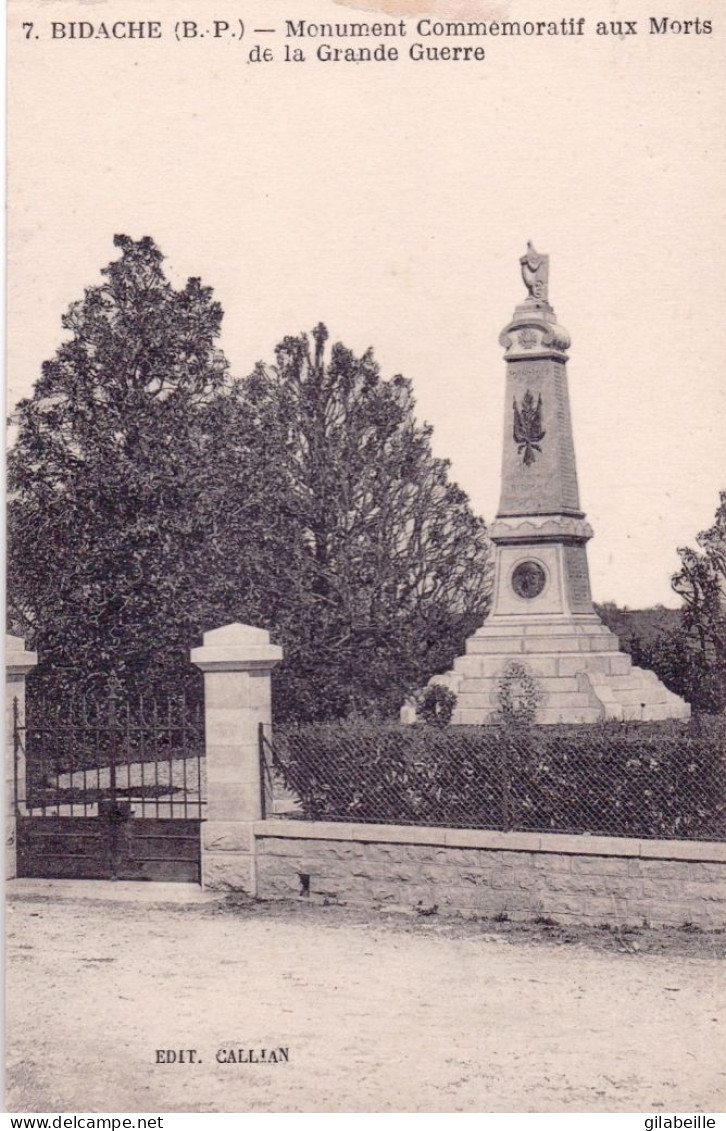 64 - Pyrenees Atlantiques -  BIDACHE - Monument Commemoratif Aux Morts De La Grande Guerre - Bidache