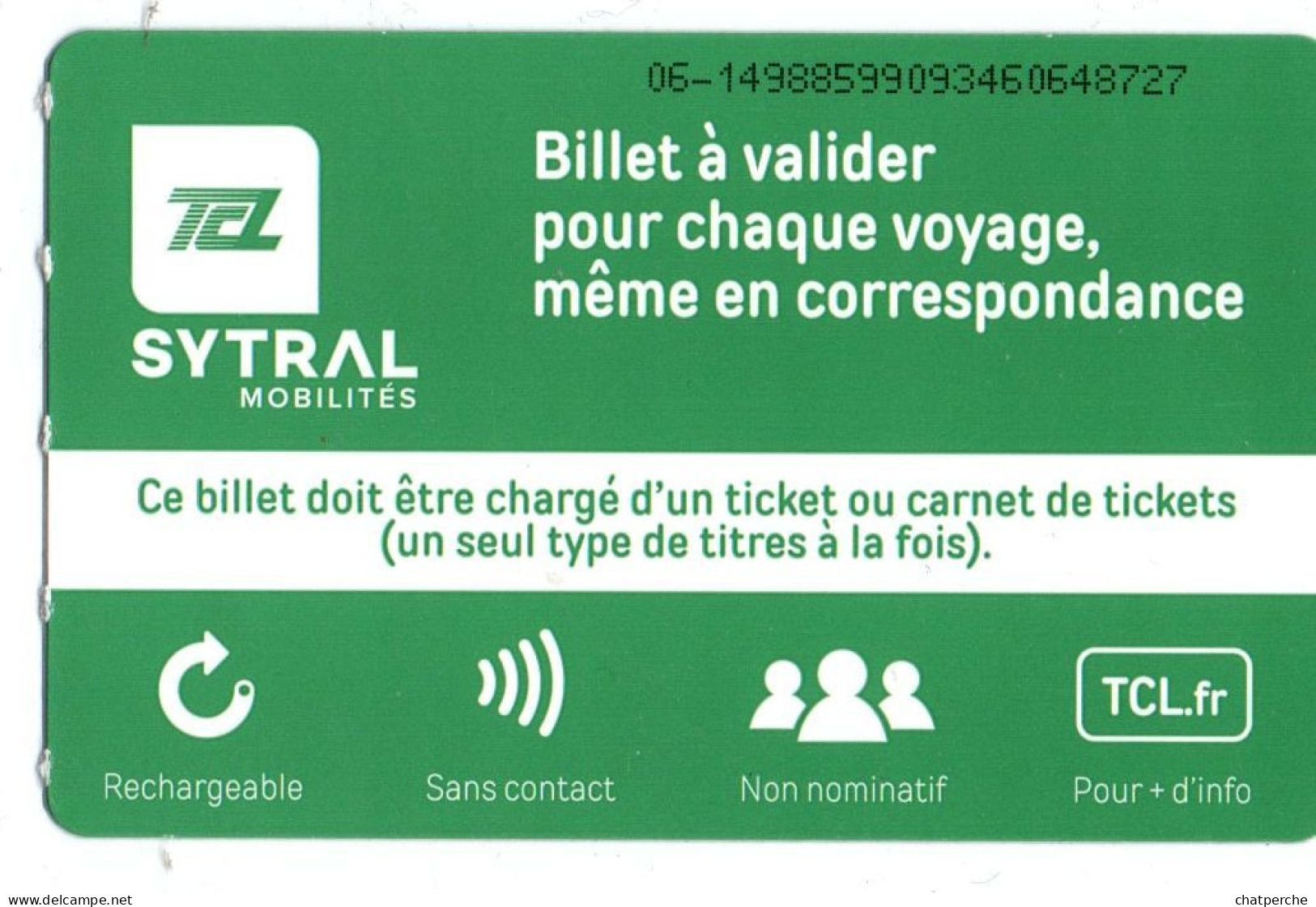 BILLET TICKET ENTREE TRANSPORT METRO TRAMWAY AUTOBUS TCL LYON NOUVEAU VISUEL - Europe