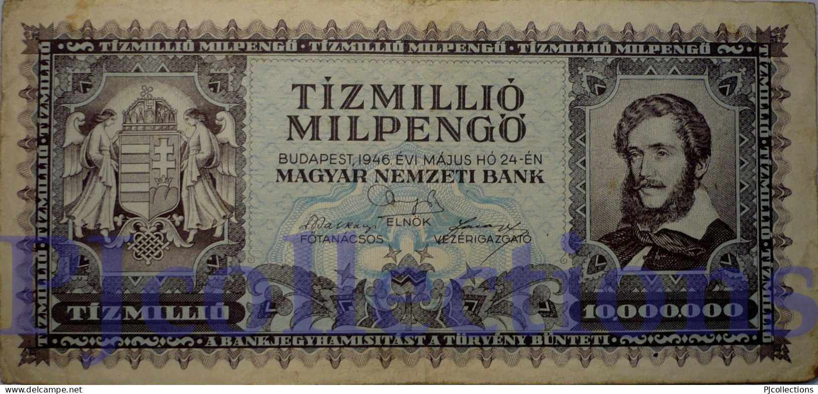 HUNGARY 10 MILPENGO 1946 PICK 129 VF - Hongrie