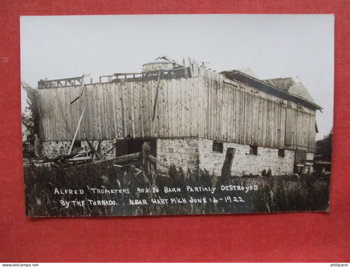 RPPC. Alfred Trometers Barn Destroyed ByTornado June 16 1922   Near Hart Michigan >   Ref 6409 - Autres & Non Classés