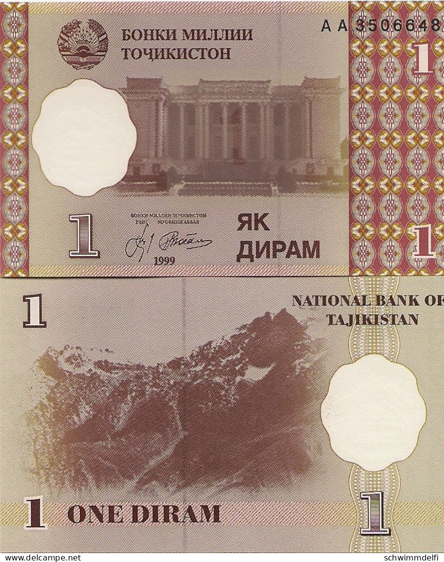 TADSCHIKISTAN - TADJIKISTÁN - 1 DRAM 1999 - P-10 - SIN CIRCULAR - UNZIRKULIERT - UNCIRCULATED - Tadschikistan