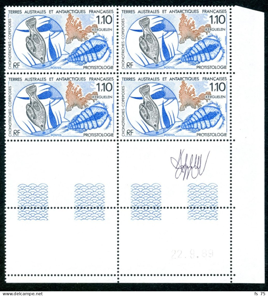 TAAF - N°148  - LA PROTISTOLOGIE - BLOC DE 4 - COIN DATE - SIGNE ANDREOTTO - Unused Stamps