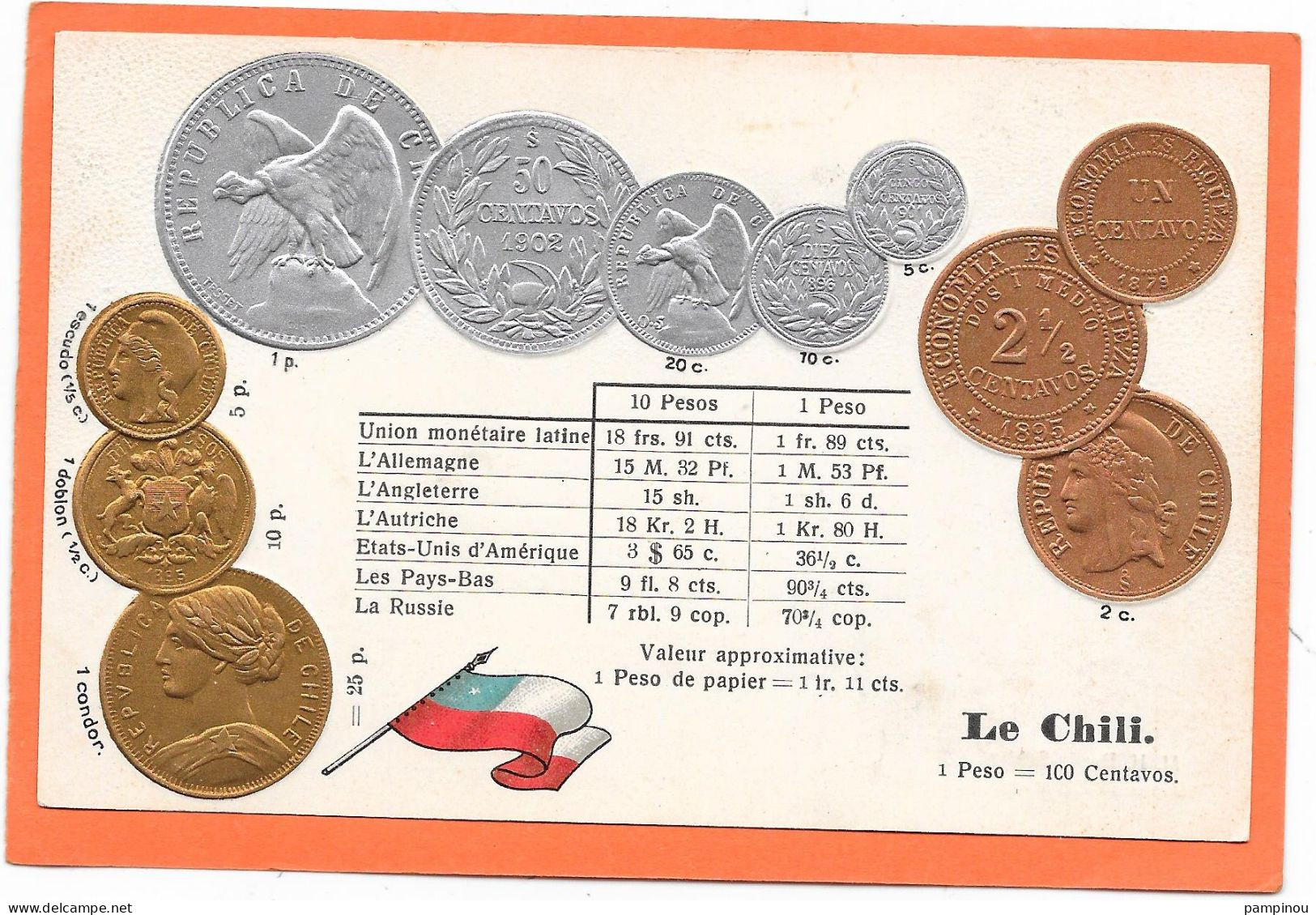 MONNAIES - CHILI - Numismatique - Gaufrée - Monnaies (représentations)