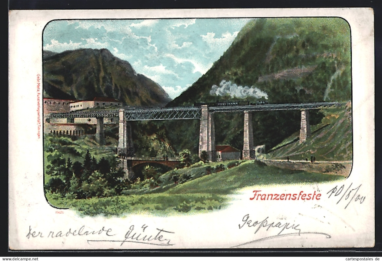 Lithographie Franzensfeste, Partie An Der Eisenbahnbrücke  - Altri & Non Classificati