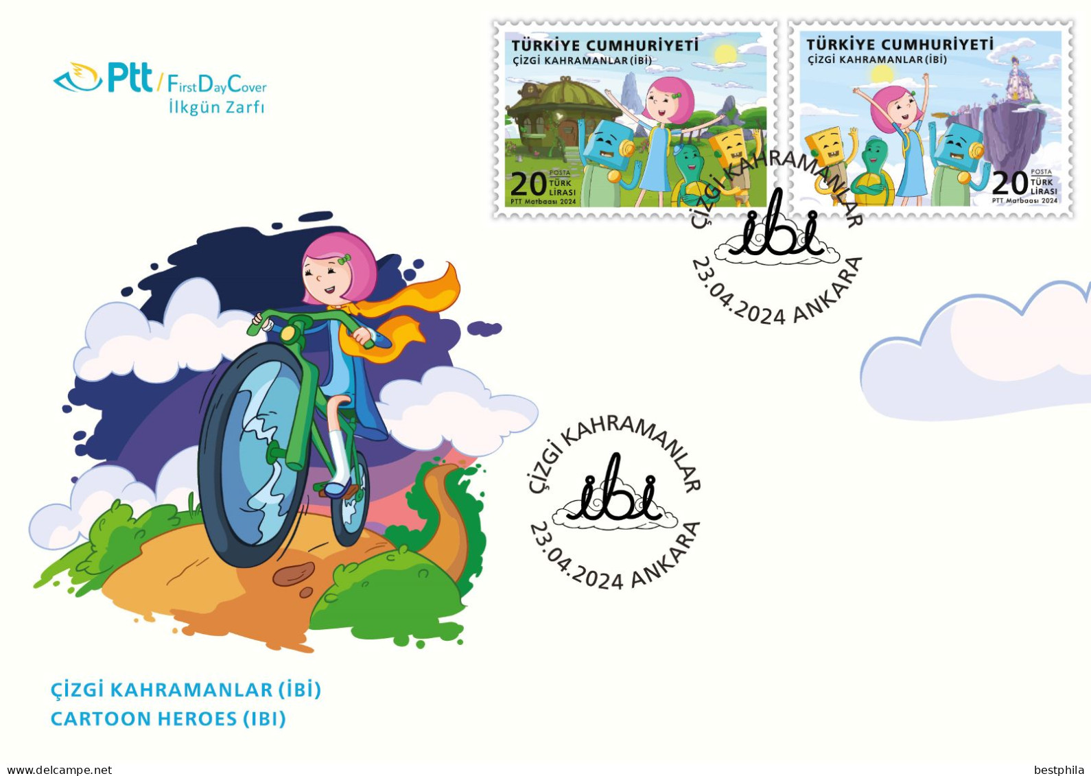 2024 - Turkey, Türkei - Cartoon Heroes (İBİ) - FDC - Unused Stamps